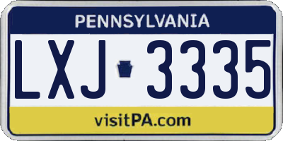 PA license plate LXJ3335