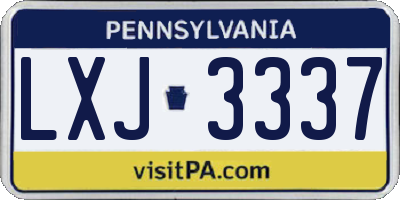 PA license plate LXJ3337