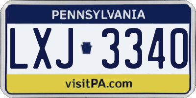 PA license plate LXJ3340