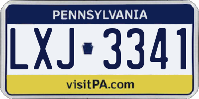 PA license plate LXJ3341