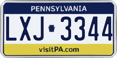 PA license plate LXJ3344