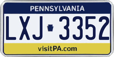 PA license plate LXJ3352