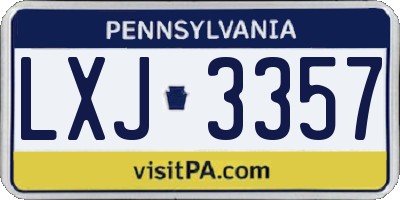 PA license plate LXJ3357