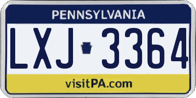 PA license plate LXJ3364