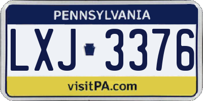 PA license plate LXJ3376