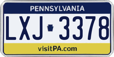 PA license plate LXJ3378
