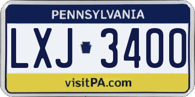 PA license plate LXJ3400