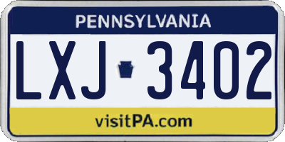 PA license plate LXJ3402