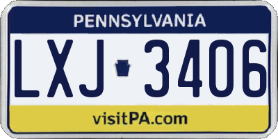 PA license plate LXJ3406