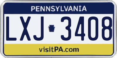 PA license plate LXJ3408