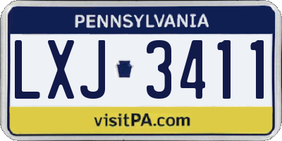 PA license plate LXJ3411