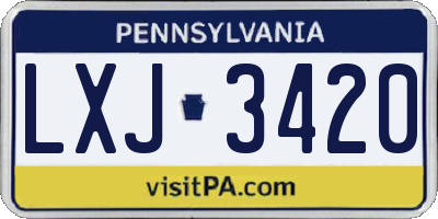 PA license plate LXJ3420