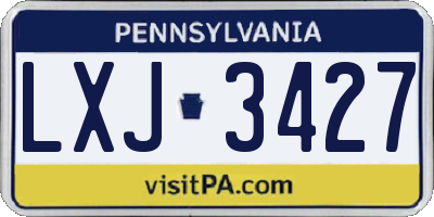 PA license plate LXJ3427