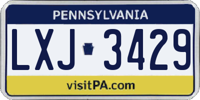 PA license plate LXJ3429