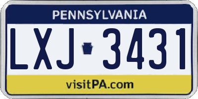 PA license plate LXJ3431