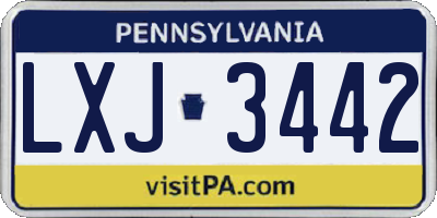 PA license plate LXJ3442