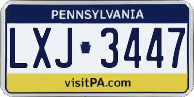 PA license plate LXJ3447