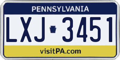 PA license plate LXJ3451