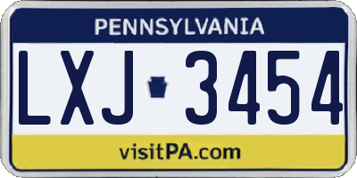 PA license plate LXJ3454