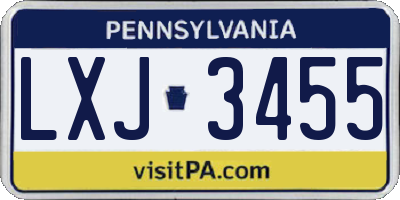 PA license plate LXJ3455