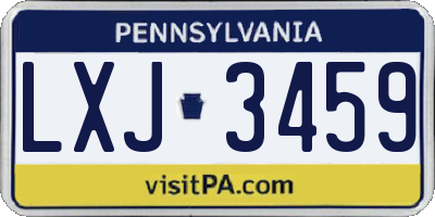 PA license plate LXJ3459