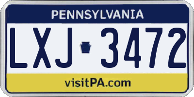 PA license plate LXJ3472