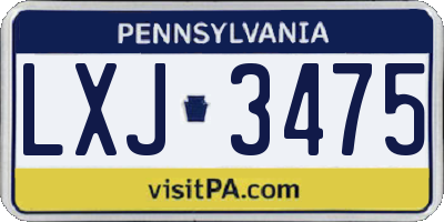 PA license plate LXJ3475