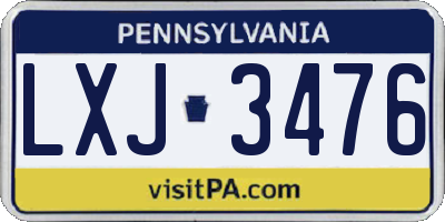 PA license plate LXJ3476