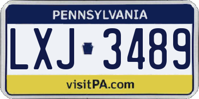 PA license plate LXJ3489