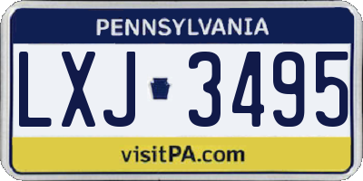PA license plate LXJ3495
