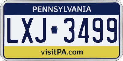 PA license plate LXJ3499