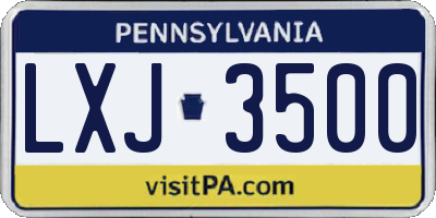 PA license plate LXJ3500