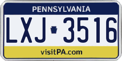 PA license plate LXJ3516