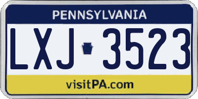 PA license plate LXJ3523