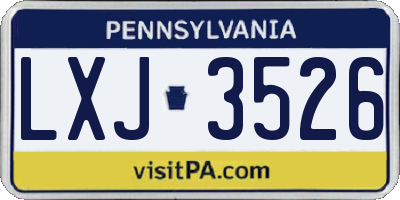 PA license plate LXJ3526