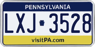 PA license plate LXJ3528