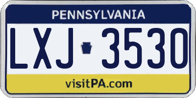 PA license plate LXJ3530