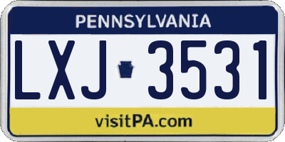 PA license plate LXJ3531