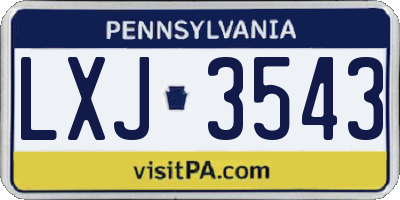PA license plate LXJ3543
