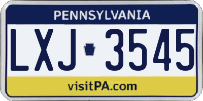 PA license plate LXJ3545