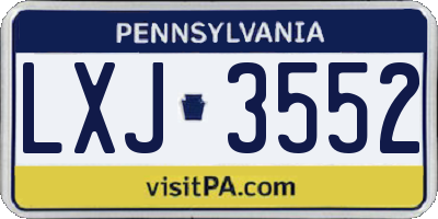 PA license plate LXJ3552