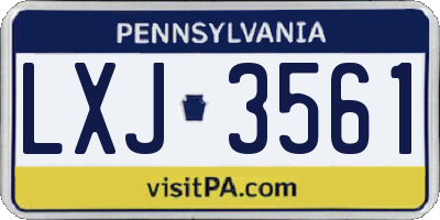 PA license plate LXJ3561