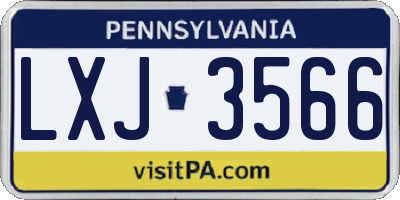 PA license plate LXJ3566