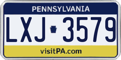 PA license plate LXJ3579