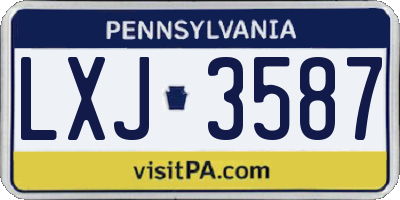 PA license plate LXJ3587