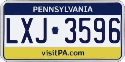 PA license plate LXJ3596