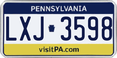PA license plate LXJ3598
