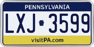 PA license plate LXJ3599