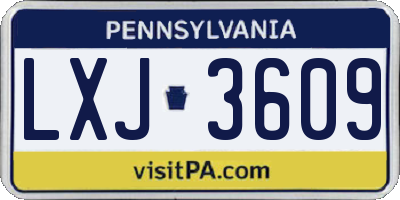 PA license plate LXJ3609