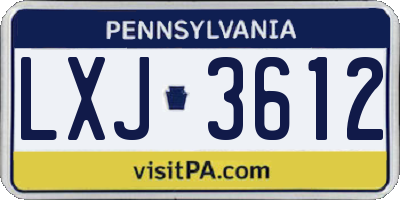 PA license plate LXJ3612